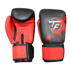Gants de boxe Top Fight en cuir noir et jaune avec fermeture Velcro, respirants, équipement d'entraînement pour adultes - Product Image 2