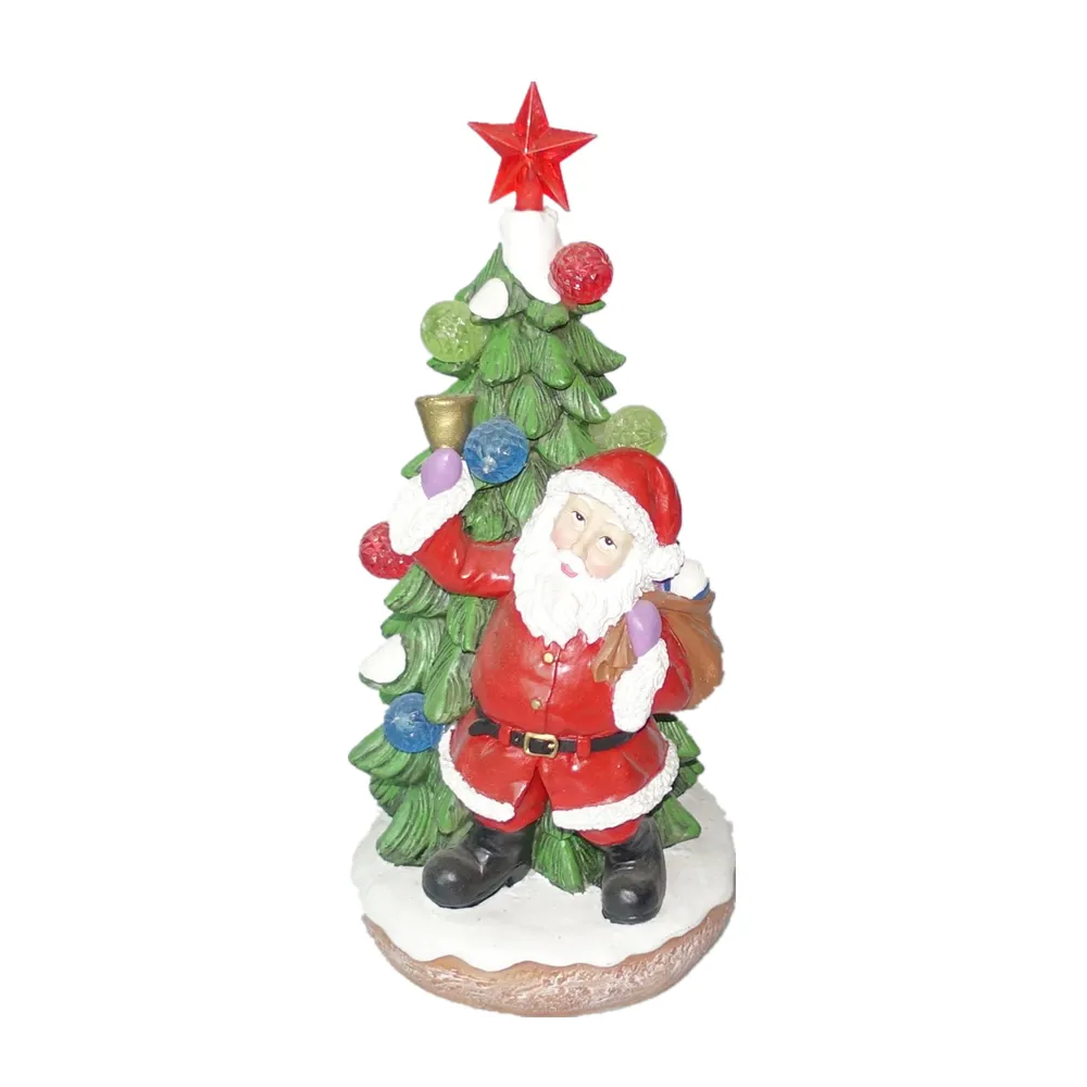 9.5 Inch Christmas Decoration Tabletop Decor LED Resin Xmas Tree Santa with IC