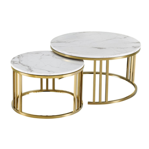 Modern Rustic <b>Nesting</b> Coffee <b>Table</b> Set of 2 Home Restaurant Hotels Metal <b>Tables</b> with Glass Top for Living Room Furniture - Product Image 5