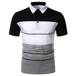 Tissu tricoté anti-rides à manches courtes avec logo personnalisé pour polos de golf pour hommes, à panneaux multicolores, vente en gros directe d'usine - Product Image 4