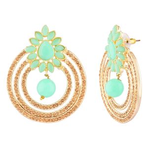 อินเดียคริสตัลต่างหูเครื่องประดับ Rhinestone ห่วงสไตล์บิ๊กสตั๊ดต่างหูเครื่องประดับผลิตสำหรับผู้หญิงสีเขียวอ่อน - Product Image 5
