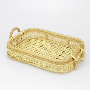 Bandeja Redonda de Ratán con Colores Marrón Miel - Product Image 1