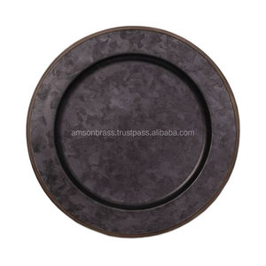 Plaque de chargement de Table de mariage, bordure en relief doré, décorative en étain fini, plaque de chargement en métal, assiettes - Product Image 4