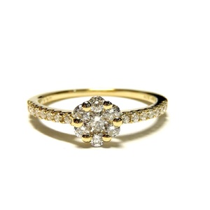 Chine Vente en gros Bijouterie fine Conception OEM 18k Or jaune massif Haute qualité Diamant véritable Pave Bagues de fiançailles pour femmes - Product Image 1