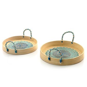 Bandeja de servicio de algas marinas de bambú hilado multicolor de alta calidad, tamaño personalizado, almacenamiento de cocina, bandeja de madera, acrílico de ratán hecho en Vietnam - Product Image 4