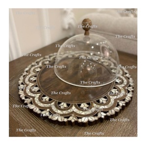 Superior Quality Chocolate Platter With <b>Dome</b> In Wooden And Mop Dessert Serving Platter With Acrylic <b>Dome</b> - Product Image 1