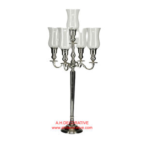 Candelabro plateado de aluminio con votivos de vidrio para decoración de sala de estar, centro de mesa de boda, candelabros hechos a mano - Product Image 6