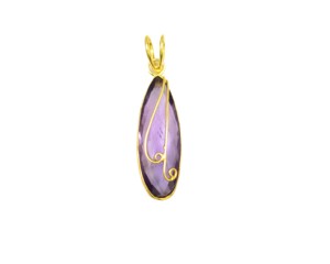 Pendentif en argent sterling 925 fait à la main Multi pierres précieuses avec plaqué or poire forme ovale fabrication de bijoux cadeau diamant laiton matériel - Product Image 5