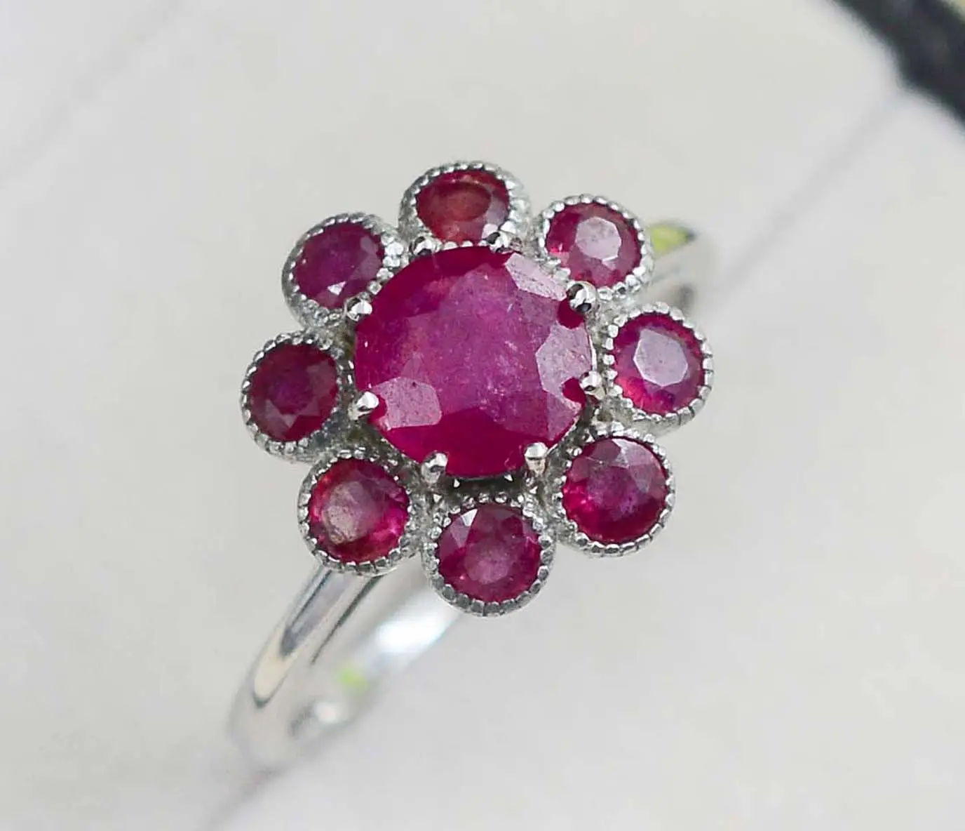 New Arrival Natural Red Ruby 7 MM 3 MM Round Cut Gemstone 925 Sterling Silver For Women Ring Wedding Jewelry Exporter From India