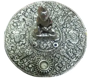 Metal blanco 4,5 "redondo con soporte de incienso de Buda y receptor de cenizas habitación Aroma decoración del hogar soporte de Agarbatti - Product Image 1