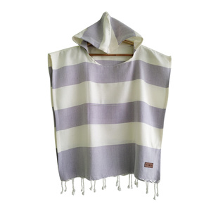 Hooded Pestemal Turkish <b>Towel</b> Beach Pool <b>Poncho</b> for All Sizes Mediterranean Black Gray Hooded Kids <b>Poncho</b> Collection - Product Image 4