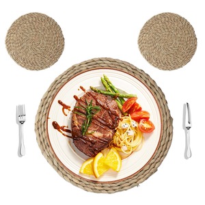 Customizable Eco-Friendly <b>Round</b> Seagrass Handicraft <b>Placemat</b> & Cup Coaster for Dining & Wedding Events Handmade in Vietnam - Product Image 3