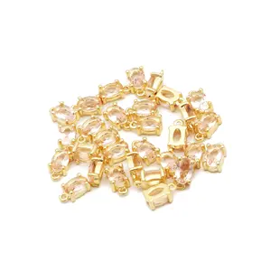 Morganite oval cut gemstone charm handmade pendant necklace charms prong style connectors supplier