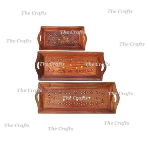 Plateau de service en bois de conception fabuleuse taille et forme personnalisées plateau de service de vaisselle pour l'hôtel et l'utilisation de mariage - Product Image 4