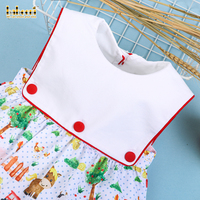 Ensemble de bulles de printemps imprimé d'animaux de la ferme mignons, bébés filles, broderie personnalisée faite à la main, OEM ODM, bouton pression, 100% coton biologique
