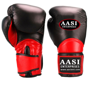 Gants de boxe en cuir rouge et noir, gants du Pakistan - Product Image 4