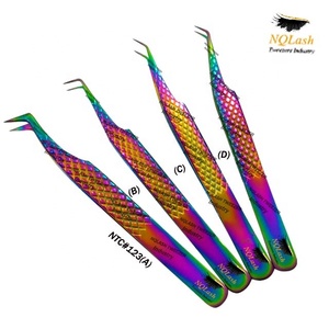 NQLASH — pincettes professionnelles pour les cils, à poignée diamant, pointue, incurvées, en acier inoxydable, isolé, pour Extension du Volume russe - Product Image 1