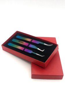 Haute Qualité Meilleur 90 Degrés Arc-En-Poudre Revêtement En Acier Inoxydable Extension De Cils Pince À Épiler Logo Personnalisé Instrument De Beauté - Product Image 6