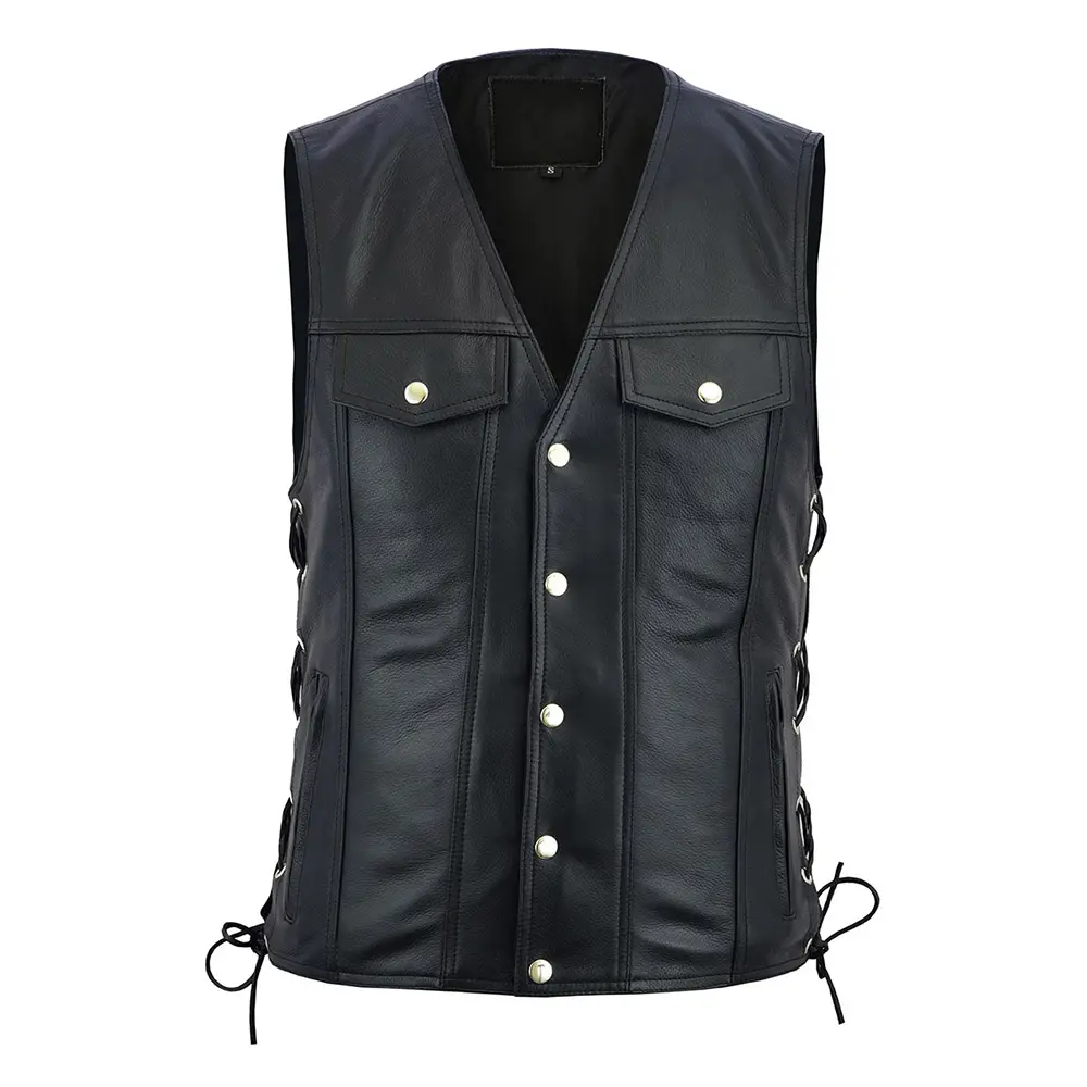 2021 Hot Leather Vests Men Single Breasted Vest Slim PU and Customized OEM Designs Hombre Casual Gilet Men. Winter Cool Leather