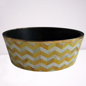 ตะกร้าผลไม้ดีไซน์ซิกแซกขอบโค้งมนทำจากทองเหลืองฝังกระดูกแบบดั้งเดิมสำหรับบ้านโรงแรมร้านอาหารสวนถาดเสิร์ฟ - Product Image 3