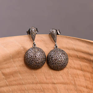 Nouvelles boucles d'oreilles pendantes en micro-pavé de diamants, design de créateur, pour enfants, en argent sterling 925, bijoux fins, plaqué noir - Product Image 2