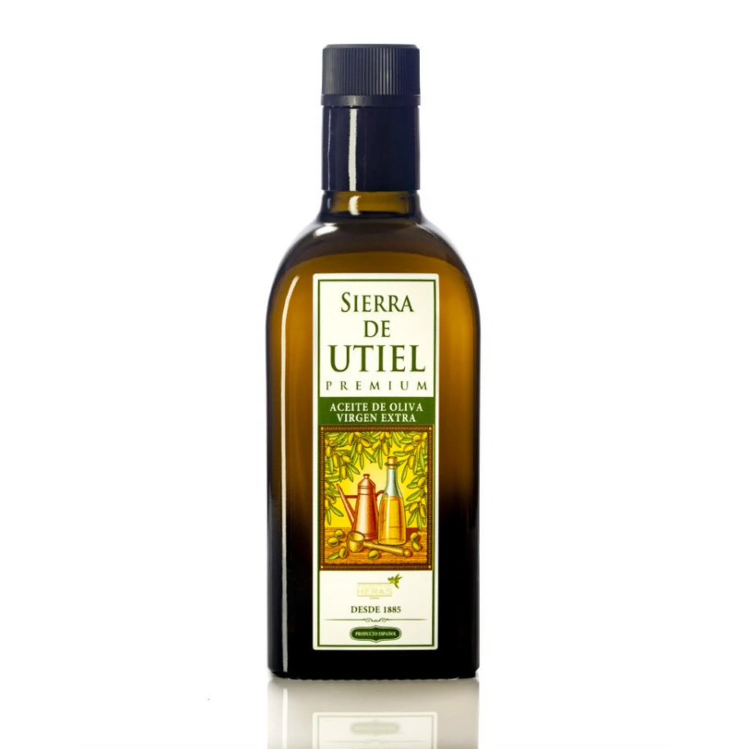 Botella de vidrio para aceite de oliva virgen Extra, botella de vidrio de 500ml con prensado en frío