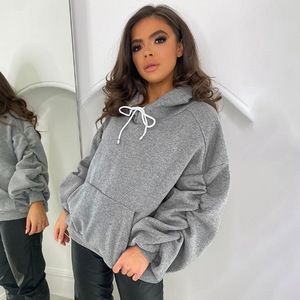Crop Top Hoodie 2021 Custom Logo Jogger Jumper 2 Piece Set Women Crop Top Hoodie Crew Neck Sweatshirt - Product Image 3