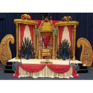 ตกแต่งเวทีงานแต่งงานแบบมานาวราย สไตล์ฮินดู สีทอง สำหรับพิธีแต่งงานในแคนาดา - Product Image 1