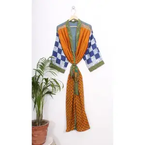 Kimono de plage Vintage en soie, vêtement de maternité en soie Sexy pour femmes, indien, Robe de chambre