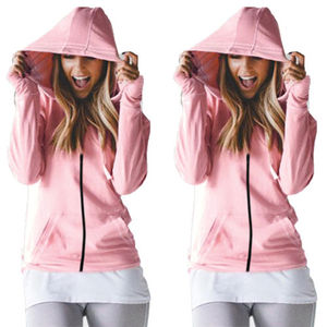 เสื้อครอปมีฮู้ดสำหรับผู้หญิงเสื้อครอปสีขาวมีซิปแขนยาวโลโก้แบบกำหนดเอง - Product Image 6