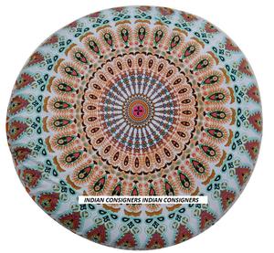 Cotton Floor <b>Cushion</b> Cover <b>Peacock</b> Mandala Home Multiple Color Handmade Ethnic 100% Decorative By Indian Consigners - Product Image 4