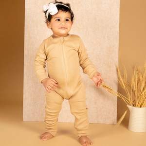 Monos de algodón orgánico de manga larga para bebé, trajes de dormir con cremallera, y Oekotex GOTS, 100% - Product Image 1