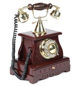 Travail rétro téléphone fixe en bois et laiton Antique téléphone bureau téléphone cadran rotatif travail téléphone ligne terrestre à la main - Product Image 4