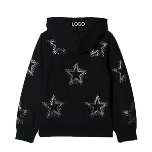 Personalizable 100% algodón Fleece Rhinestone Sudadera con capucha Temporada de invierno Cuello con capucha Transpirable Secado rápido Unisex - Product Image 2