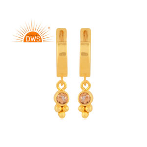 Trending 2026 Sterling Silver Gold Plated Natural Citrine Gemstone <b>Hoop</b> <b>Earring</b> For Women Jewelry Manufacturer - Product Image 1