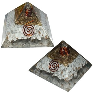 Best Saler of White Howlite Orgone Pyramids with Crystal Point : White Howlite Orgone Pyramids with Crystal Point for Sale - Product Image 1