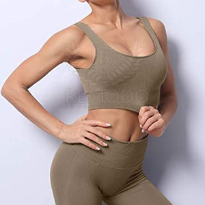 Ensemble de vêtements de sport pour femmes grande taille, vêtements de yoga sans couture, ensemble de soutien-gorge de yoga et de leggings, 100% polyester, printemps, été, automne, hiver, anti-soutien-gorge - Product Image 4