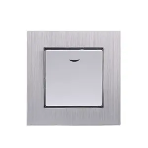 EU Standard 10A 1 Gang 2 Way Led 86 Type Home Use Aluminum Metal Wall Switch