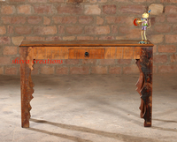 Table console d'entrée de style ferme en bois massif vintage Shiva Creations, fabriquée à la main, écologique, meubles de salon pour hôtel