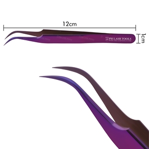 Stainless Steel Eyelash Extension Strong Curved Tip Tweezer in Purple Color with Your Own Logo, Eyelash Extension Tweezer - Product Image 5