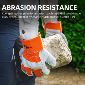 Gants de sécurité pour hommes, renforcés en cuir de vache fendu, Double paume, Protection supplémentaire, Construction, personnalisés, vente en gros, - Product Image 4
