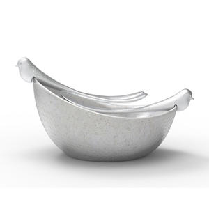 Bol de service indien argenté avec cuillère, de service en aluminium plaqué Nickel lot de 10, bol de service indien pour le Restaurant hôtel et le service à domicile, bol décoratif de vaisselle - Product Image 1