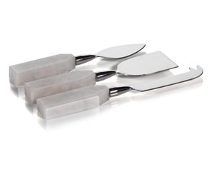 Ensemble de couteaux à fromage de luxe en acier inoxydable avec manche en marbre, parfait pour les hôtels, les restaurants et les accessoires de salle à manger élégants - Product Image 1