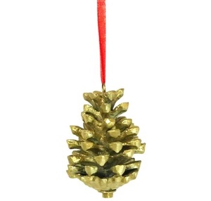 NEW DESIGN ALUMINIUM METAL <b>PINECONE</b> CHRISTMAS DECORATION HANGING ORNAMENT HIGH QUALITY WITH HANGING ROPE - Product Image 1