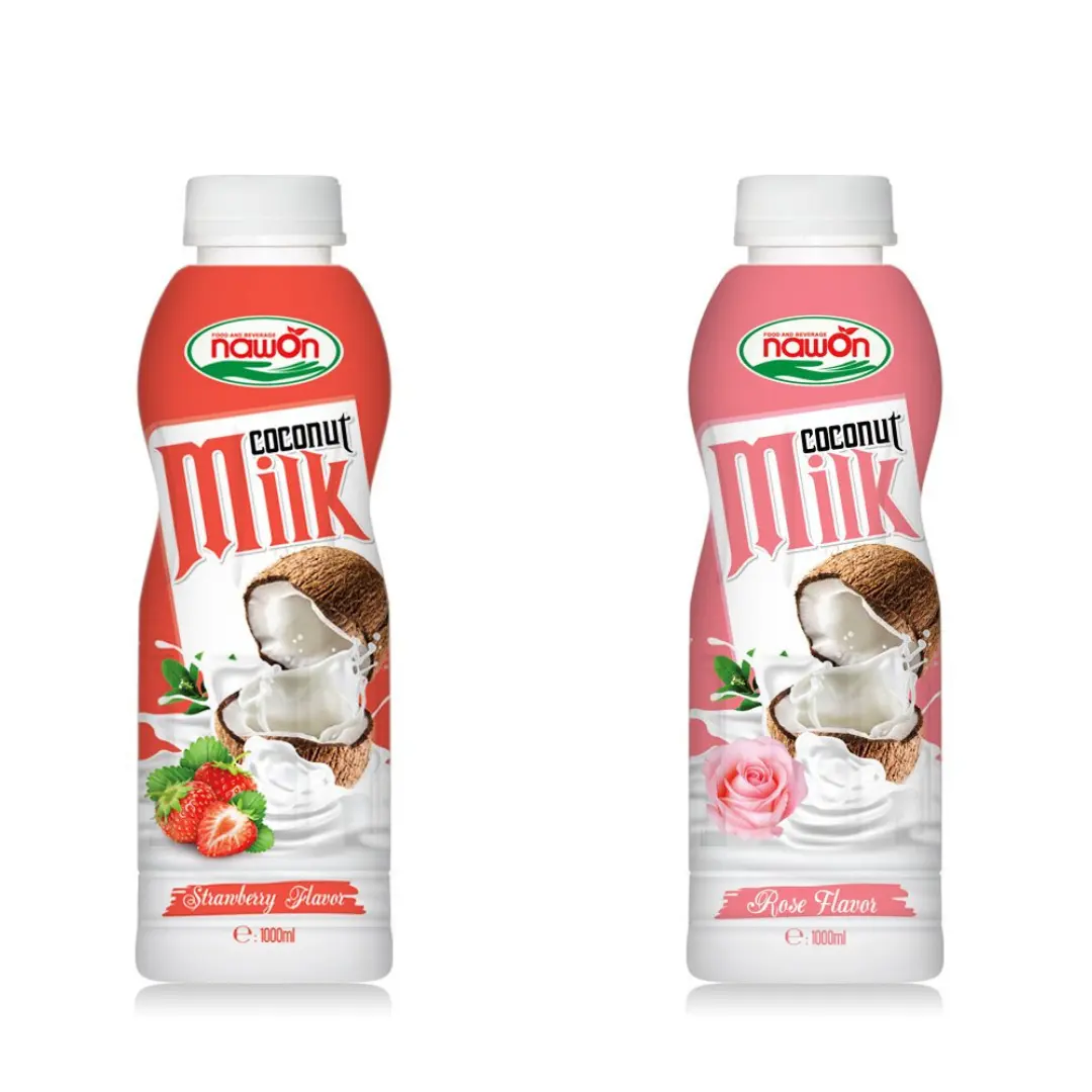 Leche de Coco saludable de 1L, sabor a fresa, OEM, ISO HACCP, fabricante de bebidas de leche dulce de coco, fabricante de Vietnam, precio al por mayor