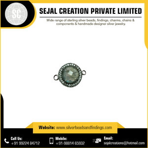 925 Sterling Silver Green Gemstone Connector From India Wholesale - Product Image 2
