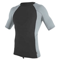 Maillot de bain une pièce à compression à séchage rapide UPF 50 + pour homme, motif uni, à manches courtes, respirant et écologique, soleil