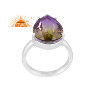 Último hecho a mano de plata esterlina fina Natural Bio Pavo Real doblete cuarzo piedra preciosa anillo apilable fabricante de joyas - Product Image 1