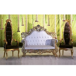 Luxurious Treated Wood Wedding Stage Couch & Chairs-Durable Customizable Size & Color for Muslim & Bollywood Weddings - Product Image 1