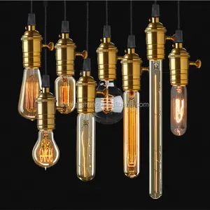 Lampe suspendue en laiton au style vintage, ampoule edison E27, design classique, luminaire décoratif d'intérieur, idéal pour un bar, un restaurant ou un bar